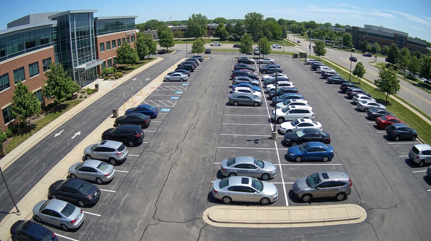 Real-time security camera feed of the parking lot